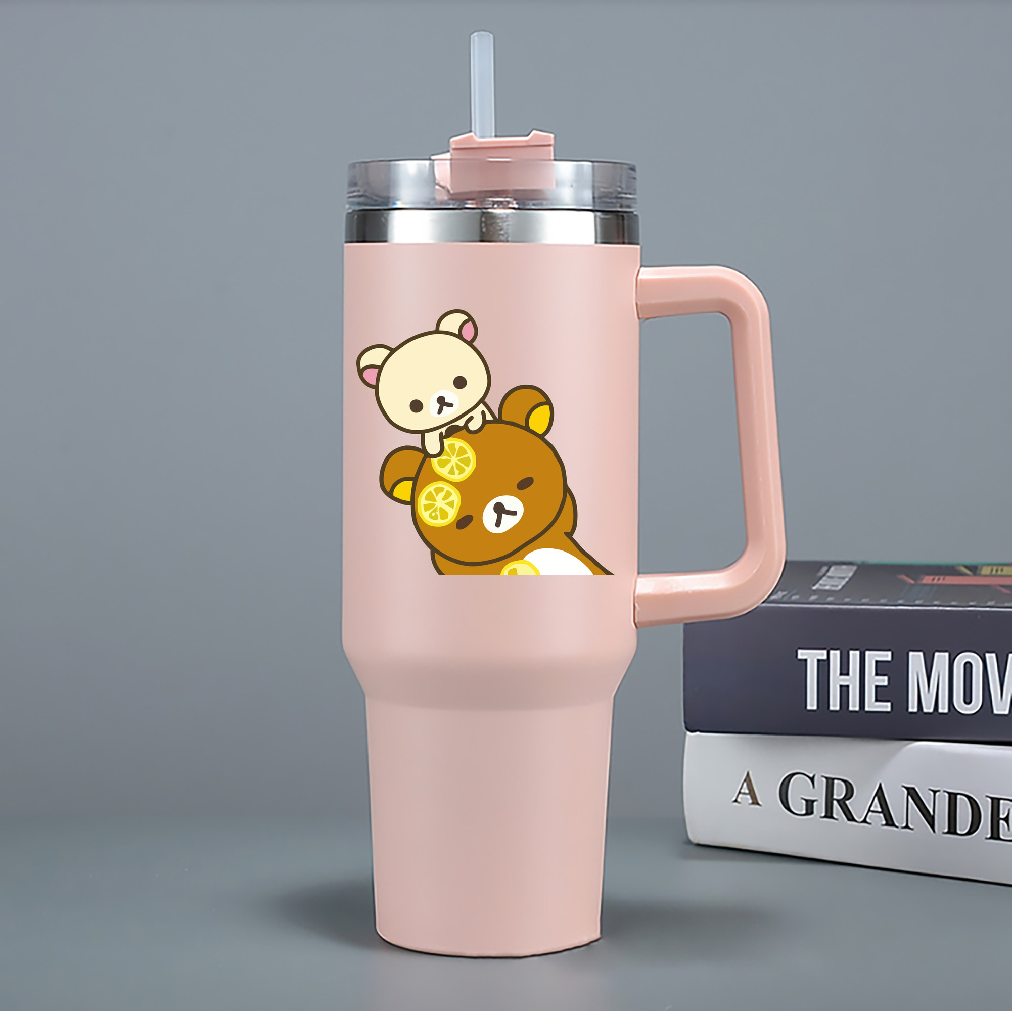 （画像用） リラックマ リラックマ キイロイトリ Rilakkuma Korilakkuma Kiiroitori 1200mL車用タンブラー - クリスタルステッカー（プラスチックストロー付き）